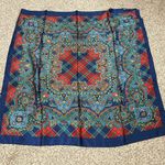 Vintage 90s Satin Silk Blend w/ Paisley & Plaid Print Bandana Scarf Blue Photo 2