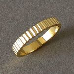 Thin Band Ring, Ribbed Band Ring, Gold Band Ring, Stacking Gold Ring Photo 0