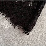 J.Crew  Mockneck Floral Lace Eyelash Hem Bow Accent Top Black Sz 8 Photo 8