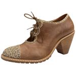 Anthropologie Schuler & Sons Lace Up Retro Leopard Print Toe Heels Sz 10.5 Photo 2