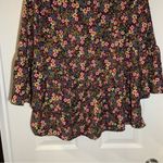 Time & Tru  Black Multicolor Floral 3/4 Bell Sleeve Blouse Small Photo 5