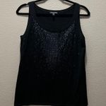 Eileen Fisher Black Sequin Neck 100% Wool Sleeveless Basic Tank Top Size Small Photo 1
