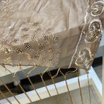 Ellen Tracy New Ellen,Tracy semi sheer embroidered and sequin peacocks scarf, mocha color Photo 1