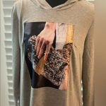 The Lovely Long Sleeve Hooded Long Tunic Dress Top‎ Gray Size M Photo 1