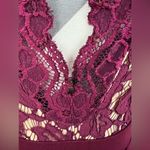 Lulus Swoon-er or Later Burgundy Long Sleeve Lace Dress - Size S Photo 4