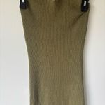 Green Halter Neck Midi Dress Ribbed Knit Low Back Bodycon Fitted Stretchy Party Photo 3