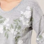 Loft | XS | Heather Grey Floral Embroidered Hi-Lo Curved Hem Sweatshirt Photo 1