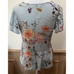 Eyeshadow   ~ V-Neck Blouse ~ Size Small ~ Light Green With Floral Print Photo 4