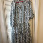 Tuckernuck beach, dusty, blue medallion long sleeve ruffle dress extra large Size XL Photo 1