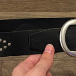 Old Navy Black Studded Leather Belt with Silver Buckle Made in USA Photo 0