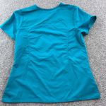 Scrubstar  Teal Wrap Scrub Top‎ Womens Medium Medical Uniform Short Sleeve Photo 4