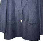 Vintage 80s Giorgio Sant'Angelo Navy Linen Rayon Blazer Sz 10 Made in Romania Blue Photo 4