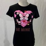 Disney Mickey and Minnie Black Be Mine Valentine Tee Size Medium Photo 0