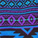 Vintage 80s 90s Oversized Sweater Acrylic Fair Isle Bright Neon Blue Purple sz L Size L Photo 5