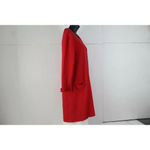 Tabitha Webb  Womens Red Shift Dress Size Medium 3/4 Ruffled Sleeves Pullover Photo 2