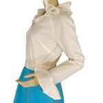 VINTAGE 1970'S TURQUOISE BLUE AND WHITE RUFFLE MAXI DRESS (S/M) Photo 7