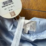 Here Comes the Sun NEW  In Blooms Off Shoulder Satin Maxi Dress Blue Large L NWT Photo 6