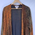 Amanda Smith Vintage Amanda Cardigan Womens XL Orange Brown Stripe Fall Open Front Side Slits Photo 1