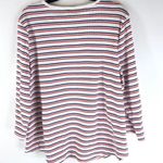 Style & Co Womens Top Henley V Neck Waffle Knit Striped White Red Blue 2X Photo 1