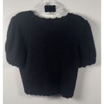 Susan Bristol VINTAGE floral applique cardigan black puff sleeves sweater Medium Photo 6