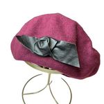 Hat Attack Burgundy Beret with Black Bow Photo 0