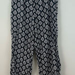 Rachel Zoe Black Floral 100% Linen Wide Leg Pants Size Medium Photo 0