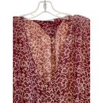 Ulla Johnson  Samira‎ Drop Waist Size 2 Silk Bordeaux Red Floral Sheer Smocked Photo 3