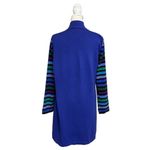 Bob Mackie Wearable Art Blue & Multicolor Stripe Sleeve Button Up Cardigan Small Photo 3