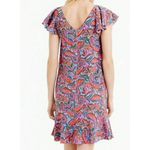 J Crew Silk Dress Size 2 Pink Paisley Ruffled Preppy Country Club Spring Photo 1