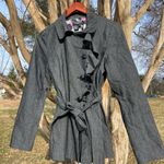 Sandro NWOT  Grey Trench Coat with Ruffled Collar Academia Gorpcore Shabby Chic Photo 1