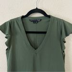 Veronica Beard  Flutter Sleeve V-Neck Tee in Olive Green Size XS Photo 1