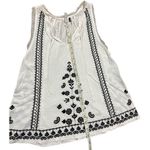 Anthropologie AKEMI + KIN Chelsey Embroidered Antique White Black Tank Top sz M Photo 11