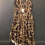 Milly asymmetrical Black "Dashielle" Giraffe Hi Low ruffle Flare Midi Dress 6 Photo 1