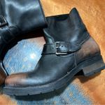 Diesel  black leather distressed pull on engineer boots size 38 Photo 3