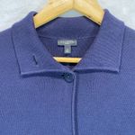 Talbots Cardigan Jacket Blazer Large Petite Navy Blue Knit Button Front Collar Photo 4