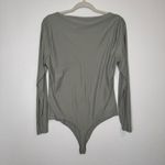 Abercrombie & Fitch Abercrombie Sage Green Soft Matte Seamless Long sleeve Squareneck Bodysuit Photo 2