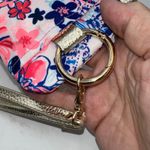 Lilly Pulitzer Wristlet Pouch Coin Purse Tropical Floral Gold Trim Key Ring Photo 3