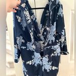 ASOS  Pastel Blue & Navy Chinoiserie Floral Romper Photo 3