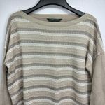Woolrich  Arcana Boatneck Earth Tone Striped 100% Cotton Sweater Cottagecore NEW Photo 4