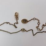 Juicy Couture heart-shaped pink rhinestone peace sign on antique gold necklace Photo 7