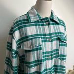 Joie Thick Flannel White Green Plaid Shirt Jacket Medium Photo 3