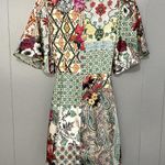 ZARA Green Printed Patchwork Satin Short Sleeve Faux Wrap Mini Summer Dress XS Photo 3