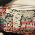 American Rag Pleated Smocked Button V Neck Tie Flowy Peasant Top Floral Size M Photo 5