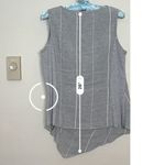 Inizio Large Italian Linen Sleeveless Top Gray White Tank Top Blouse Photo 9