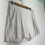 Be cool Beige Linen Pleated Pull-On High Waisted Shorts Size Large Elastic Back Photo 2