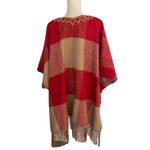 Adam Lippes for Target Wool Blend V Neck Poncho w/Arm Holes & Fringe L/XL Red Size undefined Photo 3