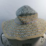 Steve Madden  White Black Paper Straw Khaki Sun Hat Wide Brim One Size Photo 2