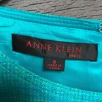 Anne Klein Ann Klein size 6 100% linen, teal and lime sleeveless shift dress Photo 5