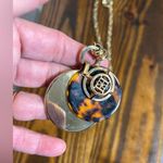 Elegant Gold and Brown Tortoise Pendant Necklace contemporary gold tone boho Photo 7