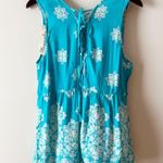 Wrangler Blue/White Floral Lace Up Back Tank Top Size Medium NEW Unlined Tunic Photo 5